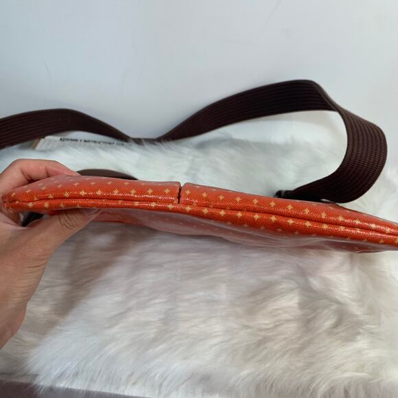 Fossil Waxed Canvas And Leather Orange Key-per Crossbody - Picture 8 of 13